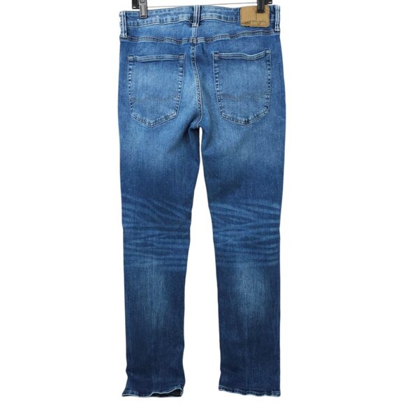 American Eagle Next Level Flex Slim Straight Jeans Mens 32 x 33 Distressed Denim - Picture 2 of 15